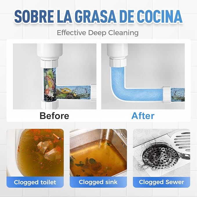 2026 New Sink Drain Cleaner, Multi-functional Sink and Drain Cleaner Powder Cleaning, Drains Cleaner Foam Cleaner, Powerful Pipe Dredging Agent for Kitchen Toilet (5Pcs)