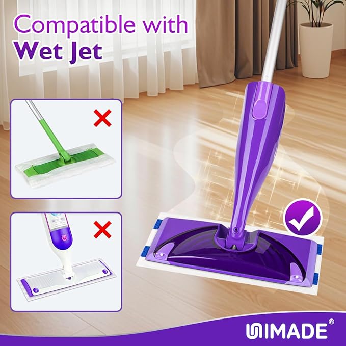 UNIMADE 100 Count Mop Pad Refill Compatible with Swiffer WetJet, Disposable Multi-Layers Mopping Pads for All Hard Surface, Especially Hardwood Floor, Super Absorbent Spray Mopping Pad Refills
