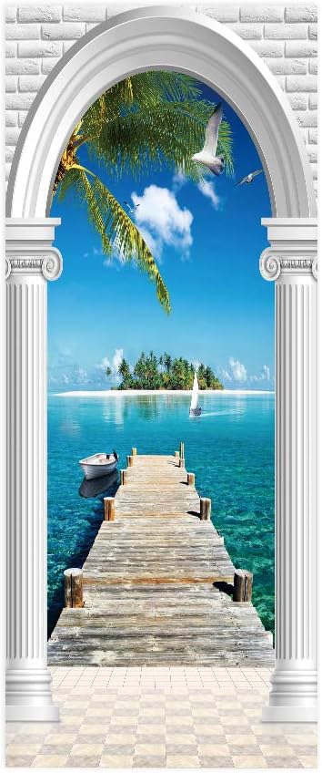 3D Door Stickers Murals - Peel & Stick Landscape Wallpaper Decals Removable PVC Waterproof Poster Bedroom Living Room Decoration 37.4" x 84.6"