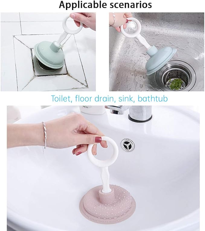 2pcs Handheld Suction Pipe Cleaner, Pipeline Dredging Tool Strong Suction Pp And Pe Material Easy To Use And Clean (pink)