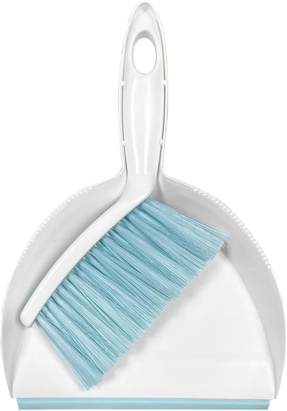 Mini Broom and Dustpan Set Small Dust pan & Brush Set Portable Cleaning Tools for Home Office RV Camping Learning (Blue)