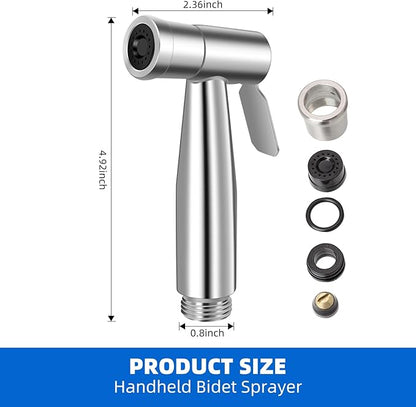 Toilet Bidet Sprayer Head, Durable Stainless Steel Hand Held Shower Bidet, Adjustable Water Pressure Bidet Sprayer, Suitable for Pet Shower