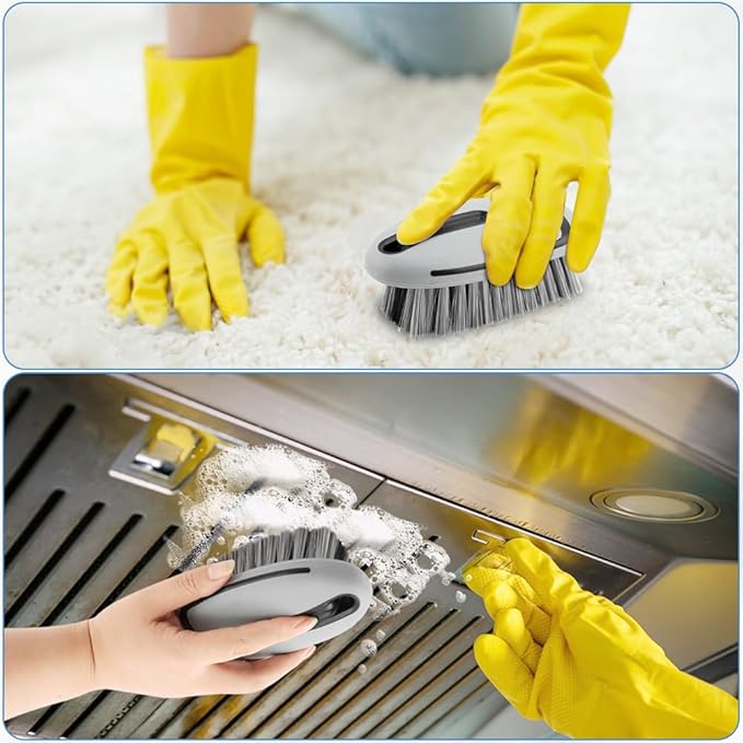 Carpet Brush, Scrub Brush Carpet Scrubber Stiff Bristle Detailing Scrub Brushes, Carpet Cleaning Brush, Cleaning Brush Interior Leather Brushfor Car and Home(Color:Grey)