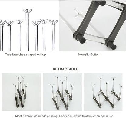 Marbrasse Retractable Cup Drying Rack, Drinking Glass and Sports Bottle Drainer Stand, Plastic Bag Dryer with Non-Slip Bottom for Kitchen Countertop