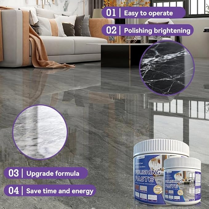 Marble Polishing Paste, Polish & Clean 2 in 1 - No Machine Needed | Granite Polishing Kit, Quartz Cleaner Countertop, Suitable for Marble, Granite, Quartz - Restores & Enhances Shine (1 kg)
