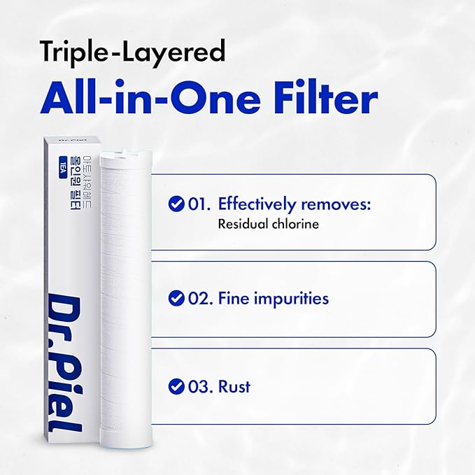 Dr. Piel Skincare Shower Head All-in-One Replacement Filter (1EA) - Removes Chlorine and Impurities, Water Saving, Compatible with Dr.Piel Skincare Filtered Shower Head