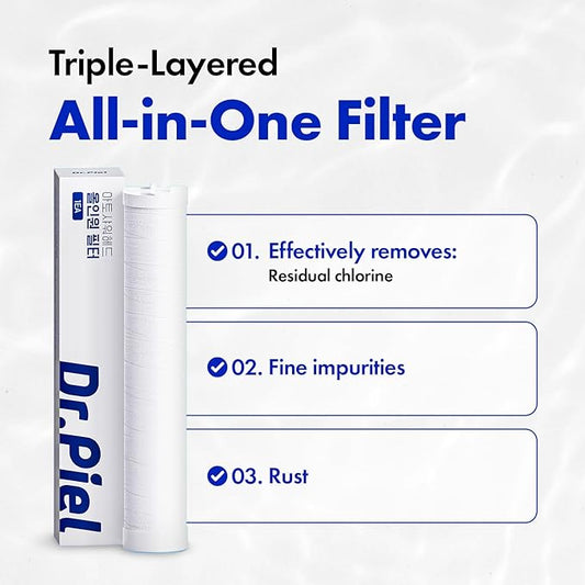 Dr. Piel Skincare Shower Head All-in-One Replacement Filter (1EA) - Removes Chlorine and Impurities, Water Saving, Compatible with Dr.Piel Skincare Filtered Shower Head