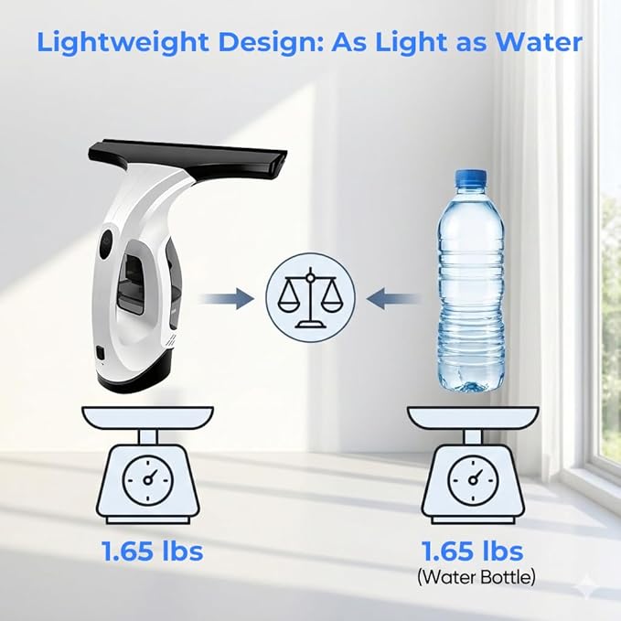 Window Vacuum Squeegee Cordless Electric Window Cleaner Tool 11 inches Window Cleaning Kit Shower Squeegee for Shower Doors, Mirrors, Car Windshields and Tiles