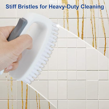 CELOX Carpet Cleaning Brush, Heavy Duty Scrub Brush with Handle, 2 Pack, White