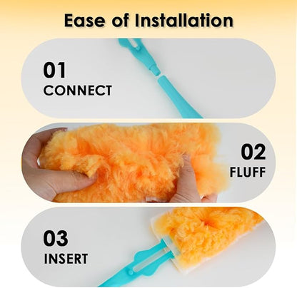 20 Count Compatible with Swiffer Heavy Duty Duster Refills, Unscented 360° Disposable Duster Microfiber Pads for Cleaning Home, Electronics, Blinds, Ceiling Fans, Furniture (Duster Refill Only)
