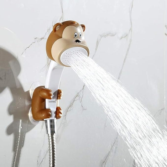 KAIYING Children's Handheld Shower Head,Cartoon Water Flow Spray Shower Head Baby Kids Toddler Bath Bathing Accessories (L:Showerhead(Monkey)+Hose+Diverter)