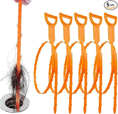 5 Pack 25 Inch Drain Snake, 2025 New Clog Remover, Flexible Hair Removal Tool for Bathroom and Kitchen, Durable Pipe Cleaning Tool for Homeowners (5 Pack)