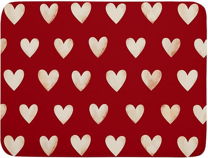 Valentines Day Dish Drying Mat 18 x 24 Inch With Absorbent Reversible Microfiber Red Love Heart Valentine Drying Anniversary Wedding Dish Drainer Mat Fast Dry For Kitchen Dining Room Decor