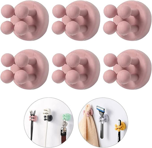 iBetterLife 6Pcs Toothbrush Holders Wall Mounted - Self-Adhesive to Mirror for Clipping & Hanging Shower Razor Towel Plug Cable Key, Utility Hooks for Home Bathroom Kitchen Office Dorm Room Essentials
