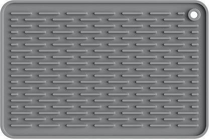 ME.FAN Silicone Dish Drying Mat for Kitchen Counter, Dish Drying Pad for Sink, Refrigerator or Drawer, Countertop Protection Pad S - 12'' x 8'' - Grey