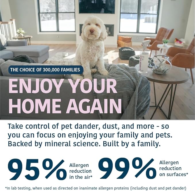 Allergen Spray, Pets, Dust Allergies & More, Air & Surface Control, Just Add Water, Bottle Plus Two Refills, Over 100oz Total