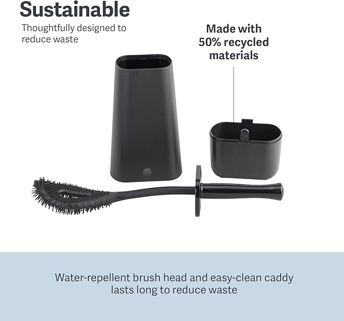 Casabella Hygienic Toilet Bowl Brush with Caddy, Black