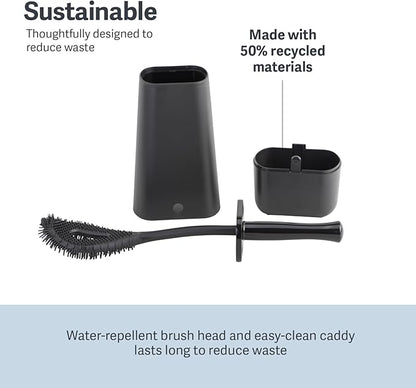 Casabella Hygienic Toilet Bowl Brush with Caddy, Black