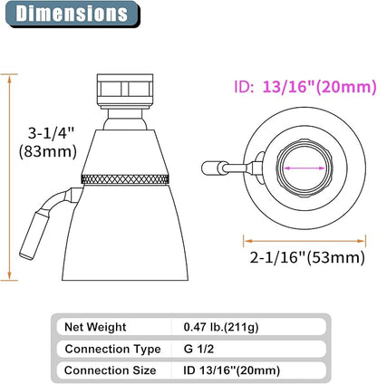 Angle Simple Shower Head, Brass High Flow Shower Sprayer Head, Adjustable Angle and Water Flow, G 1/2, Brushed Nickel