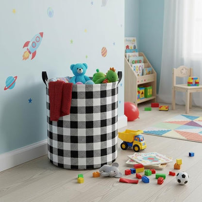 Baby Laundry Hamper kids laundry Basket Waterproof Laundry Bag for Bedroom Toy Clothes Organizer Room Décor(Checkered)