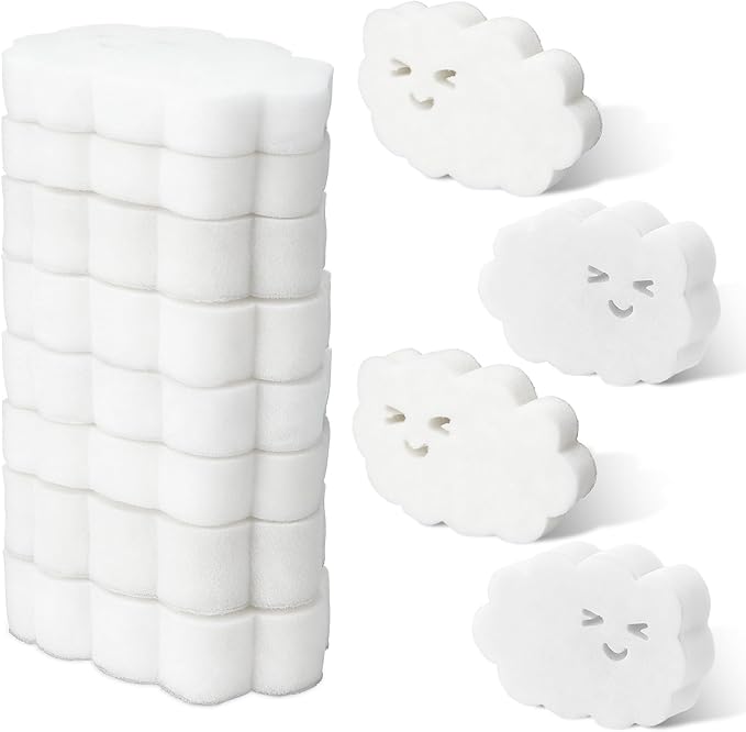 12 Pcs Kitchen Sponges for Dishes Double Sided Cleaning Dish Scrub Sponge Bulk Reusable Non Scratch Scrubbers for House Cleaning Dishwashing (Cloud,White)