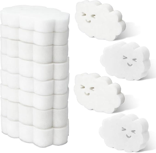 12 Pcs Kitchen Sponges for Dishes Double Sided Cleaning Dish Scrub Sponge Bulk Reusable Non Scratch Scrubbers for House Cleaning Dishwashing (Cloud,White)