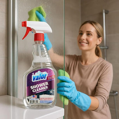 Valor Shower Cleaner Spray – Soap Scum & Hard Water Stain Cleaning Solution for Bathroom, Tub & Tile, (32 Fl Oz (Pack of 3))