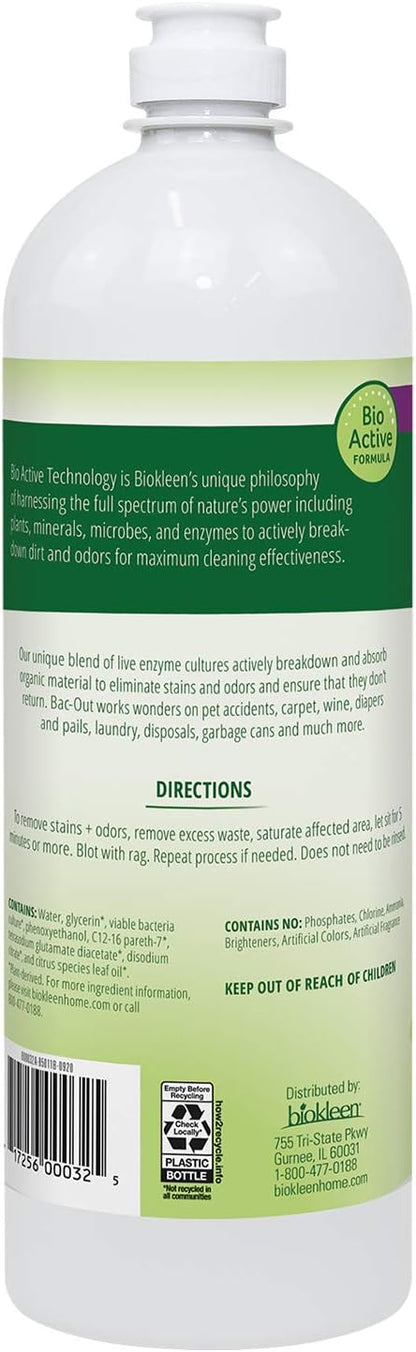 biokleen Bac Out Stain & Odor Eliminator with Live Enzyme Cultures, 32 oz