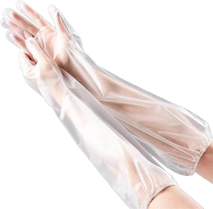 Hipifans Long Sleeve Cleaning Gloves, 10Pcs/Set Reusable & Waterproof Protective Rubber Gloves for Household Duties, Kitchen, Dishwashing, Gardening - 23.6 Inch