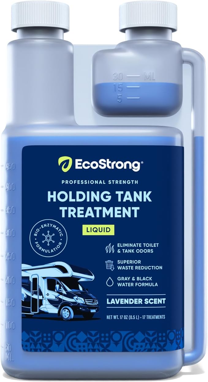 Eco Strong RV Toilet Treatment | RV Black Tank Treatment | RV Holding Tank Digestor, Odor Eliminator, and Cleaner | Perfect for Campers, RVs, Boats, 17 Treatments, Lavender