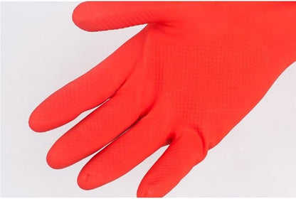 Kitchen Rubber Cleaning Gloves with Warm Lining Household Thickening PU Waterproof Dishwashing Latex Glove Large 2 Pairs