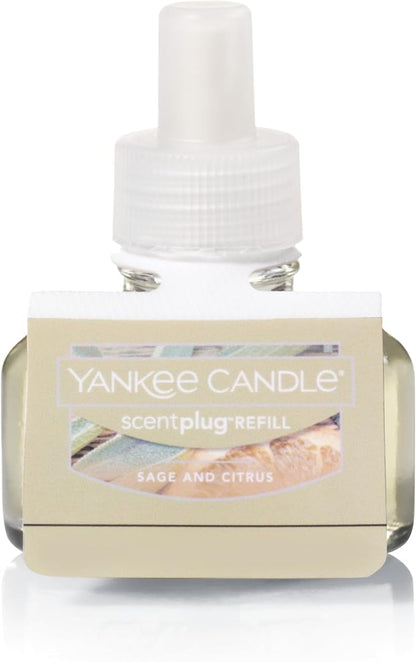 Yankee Candle ScentPlug Refill for Plug in Air Fresheners, Scented Oil Refills, Long Lasting Home Fragrance, Sage & Citrus (Pack of 4)