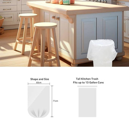 WAIKAS 10 Gallon Trash Bag, 30 Count, Medium Garbage Bags, No Flaps/Ties, 60x71cm,11.2g/pcs, Unscented, White