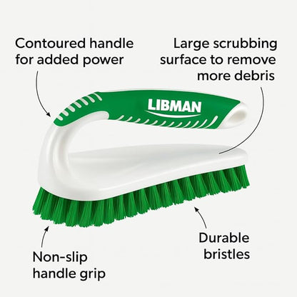 LIBMAN Scrub Brush - Heavy Duty Cleaning Brush with Strong Bristles - 3 pk Durable Scrub Brushes for Cleaning Bathroom, Kitchen, Floor, Shower, Sink, Tub, Carpet - All Purpose