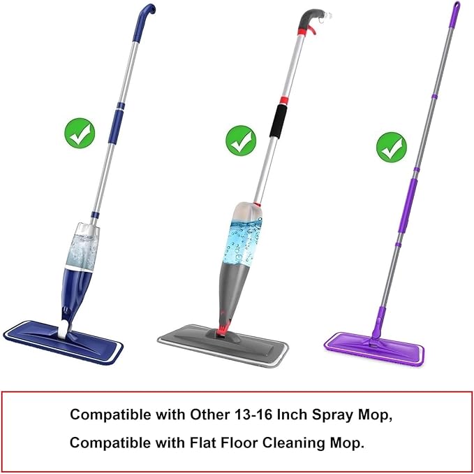 10 Pcs Reusable Mop Pads,16 Inch Microfiber Wet Dry Floor Clean Mop Pad Refill Compatible with Swiffer PowerMop Bona Mop & Other 13-16 Inch Spray Mop