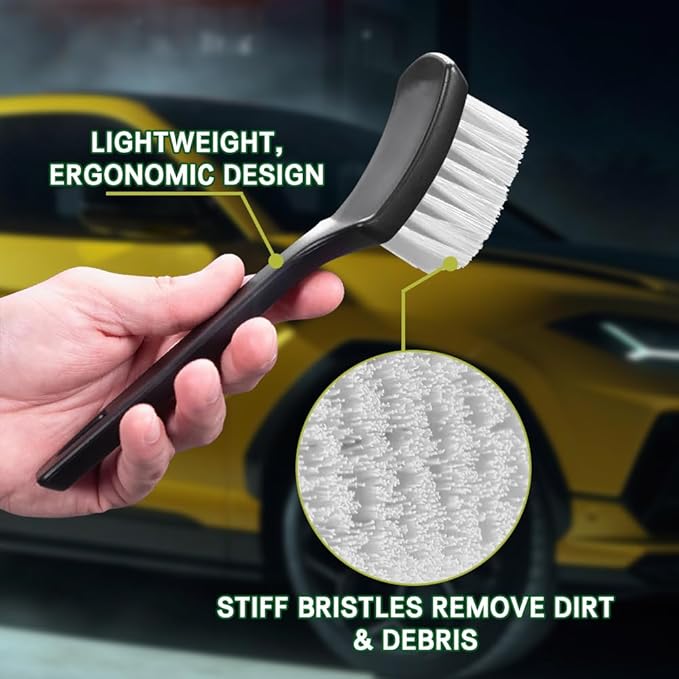 Carpet Cleaning Brush, Car Cleaning Brush, Tire Brush Wheel Cleaner, Universal Soft Bristle Car Wash Brush Short Handle Tire Cleaner Car Accessories for Car Interior Exterior and Home