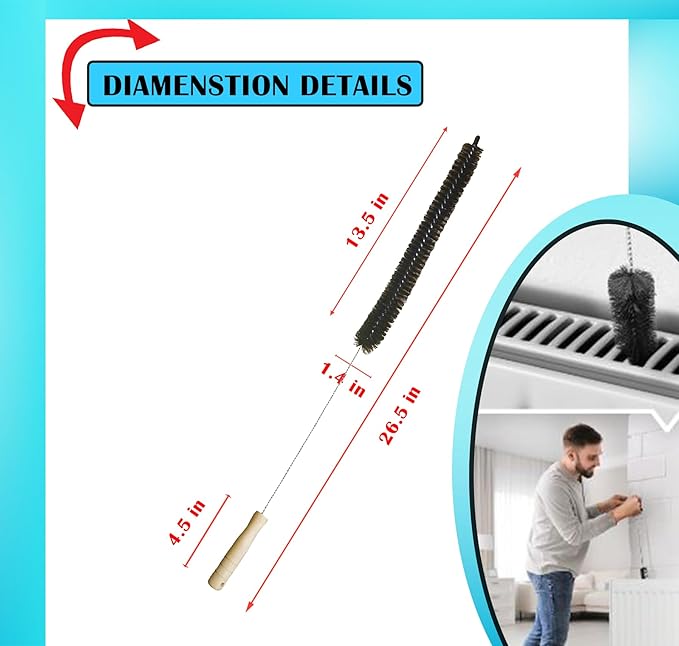 Flexible Clothes Dryer Lint Remover Vent Trap Exhaust Cleaner Kit Clean Brush Gas Electric Fire Prevention Refrigerator Coil, Fireplace Chimney Brushes, Use with or Without Power Drill