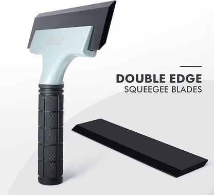 FOSHIO All-Purpose Car Window Squeegee, 2 Pack 8 inch Double Edge Squeegee Blades with Non-Slip Long Handle Car Squeegee for Window Cleaning, Windshield, Tile, Mirror, Shower Squeegee for Shower Doors