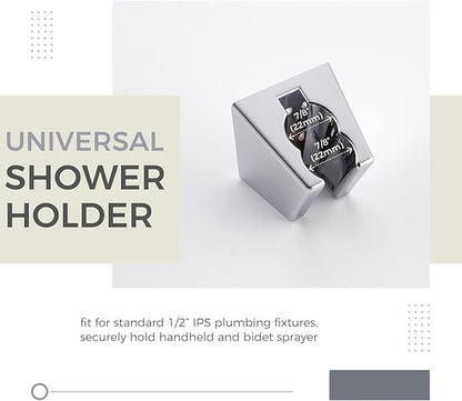 Hand Shower Bracket with Two Slot, Aomasi Bathroom Shower Head Hose Hanger Sprayer Handle Holder Wall Mount Chrome