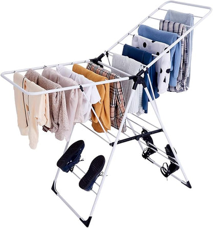 LDAILY Clothes Drying Rack, Laundry Clothes Storage, Portable Folding Dryer, Heavy Duty Clothes Hanger, Lightweight and Stable Clothes Dryer for Indoor and Outdoor Use