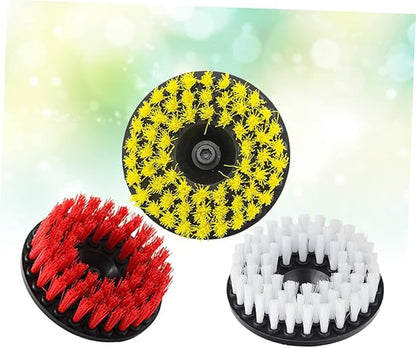 3pcs Drill Cleaning Brush for Upholstery Leather and Carpets Hollow Design Yellow for Efficient Household Cleaning