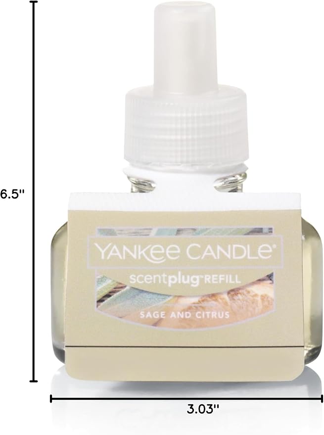 Yankee Candle ScentPlug Refill for Plug in Air Fresheners, Scented Oil Refills, Long Lasting Home Fragrance, Sage & Citrus (Pack of 4)