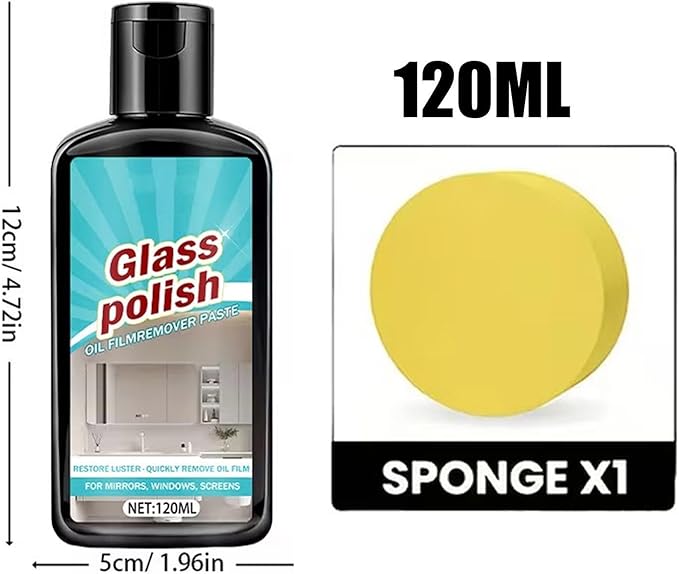 Shower Glass Cleaner - 120ml Bathroom Spray, Deep Cleaning Stain Remover for Window Mirror Faucet, Polishing Compound for Ceramic Stainless Steel Patio, Household Shine