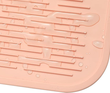 MicoYang Silicone Dish Drying Mat for Multiple Usage,Easy clean,Eco-friendly,Heat-resistant Silicone Mat for Kitchen Counter or Sink,Refrigerator or Drawer Liner Pink 5XL 36inches x 18inches