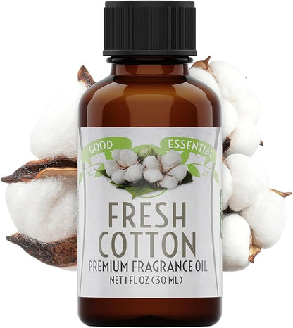 Good Essential Professional Fresh Cotton Fragrance Oil 30ml (1 fl oz) - Scent for Diffusers, Candles, Soaps, Lotions, Perfumes, Dryer Balls