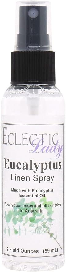 Eucalytpus Essential Oil Linen Spray, 4 ounces - Eclectic Lady Sheet and Linen Spray - No Artificial Colors, Parabens, or Preservatives - Long-Lasting Scent for Bed, Fabric & Pillow
