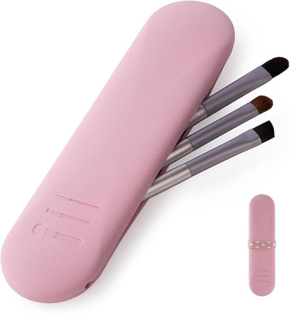 Travel Makeup Brush Holder, Silicon Trendy and Portable Cosmetic Face Brushes Holder, Make Up Organizer Bag Case, Cosmetic pouch,Toiletry Organizer (Pink)