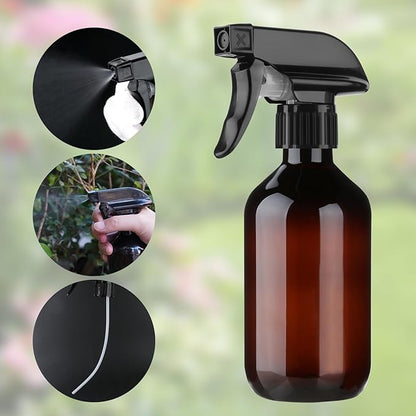 Arkeiliy 2-Pack Leakproof Spray Bottles (300ml/10oz) - Adjustable Nozzle for Fine Mist & Jet Stream | Premium Refillable Plastic Bottles for Hair Styling, Plant Misting, Cleaning Solutions (Brown)