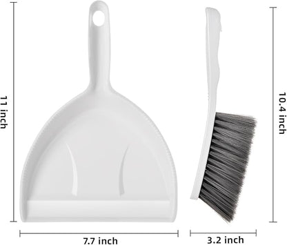 Small Hand Broom and Dustpan Set, Mini Dustpan and Brush Set, Handheld Dust Pan, White