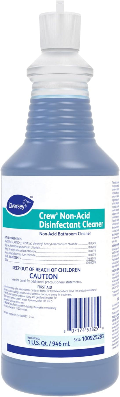 CREW Diversey 100925283 Neutral Non-Acid Bowl & Bathroom Disinfectant, 32 oz Squeeze Bottle, 12/CT